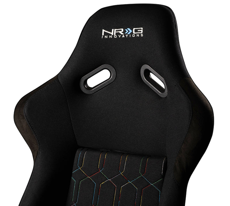 NRG FRP Bucket Seat (Black w/ Multi Color Geometric Pattern) - Large - My Store