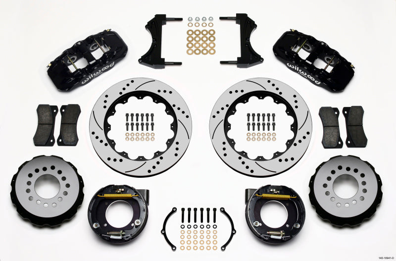 Wilwood Aero4 Rear P-Brake Kit 14.00in Drilled Chevy C-10 2.42 Offset 5-lug - Mammoth Racing -