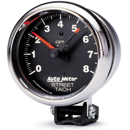 Autometer Traditional Chrome 3-3/4in 8k w/ Red Line Tachometer - Mammoth Racing -