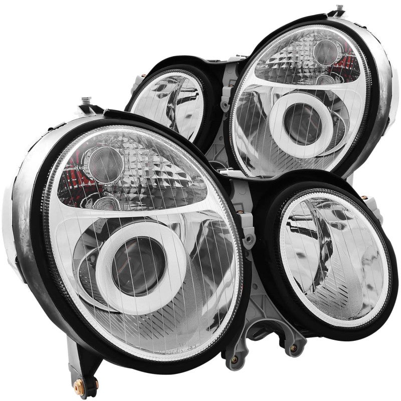 ANZO 1999-2002 Mercedes Benz E Class W210 Projector Headlights Chrome - Mammoth Racing -