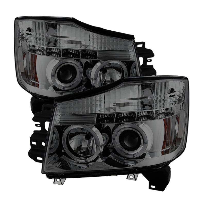 Spyder Nissan Titan 04-14/Armada 04-07 Projector Headlights LED Halo LED Smke PRO-YD-NTI04-HL-SM - Mammoth Racing -