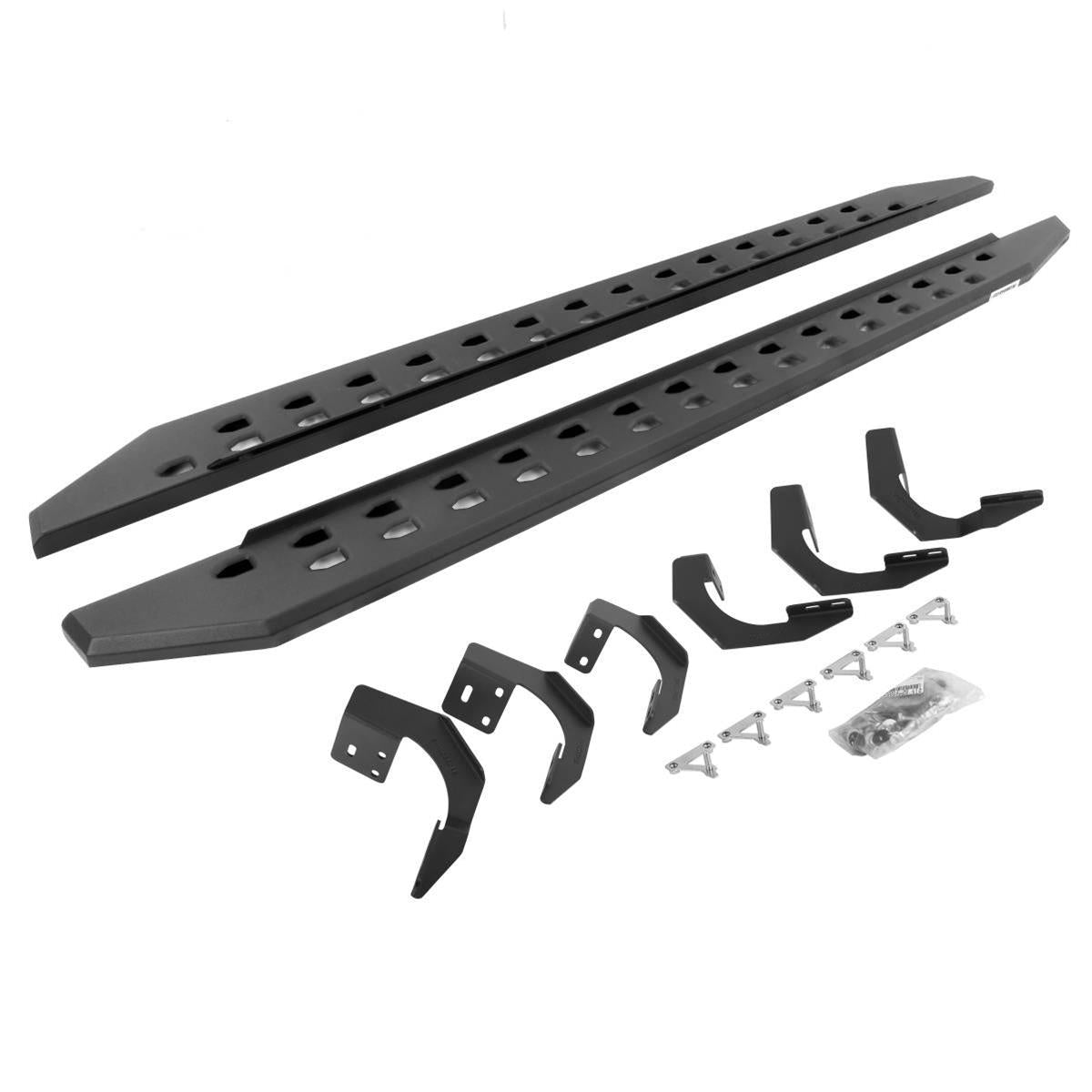 Go Rhino 15-22 Ram 1500 QC 4DR (Clssc Bdy) Rb20 Slim Running Boards Kit (Incl. Brackets) - Tex. Blk - Mammoth Racing -
