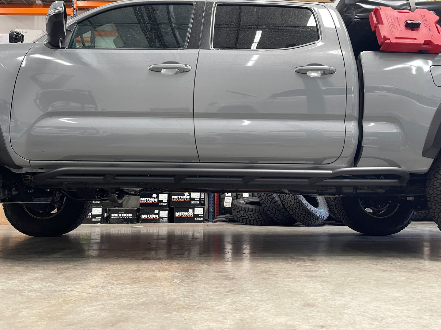 Sliders, Toyota, Tacoma, Long Bed, 0 DEG W TOP Plates, MIG Hrew, Black - My Store