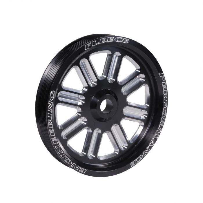 Fleece Performance Dodge Cummins Dual Pump Spoke Pulley (For Use w/ FPE Dual Pump Bracket) Black - Mammoth Racing -