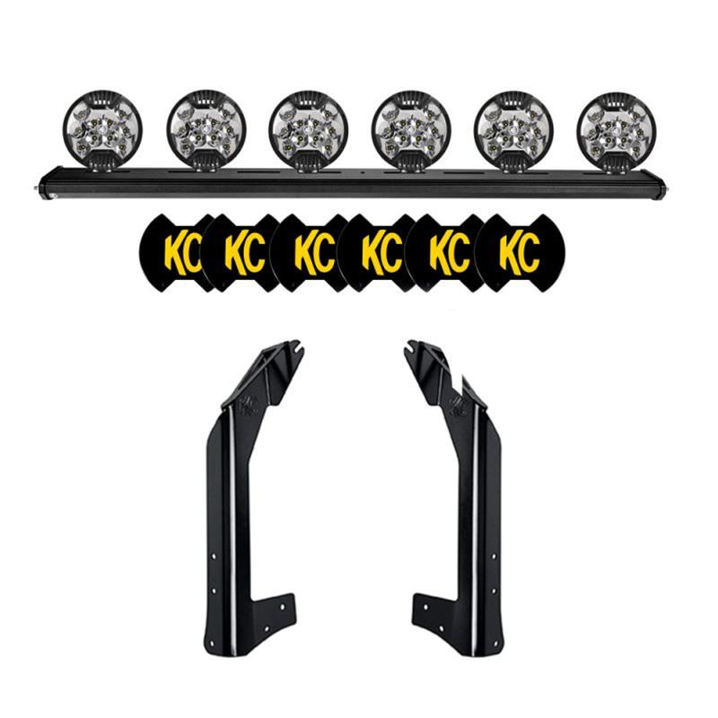 KC HiLiTES 07-18 Jeep JK 50in. Overhead Xross Bar Kit w/(6) SlimLite LED Lights 300w - Black - Mammoth Racing -