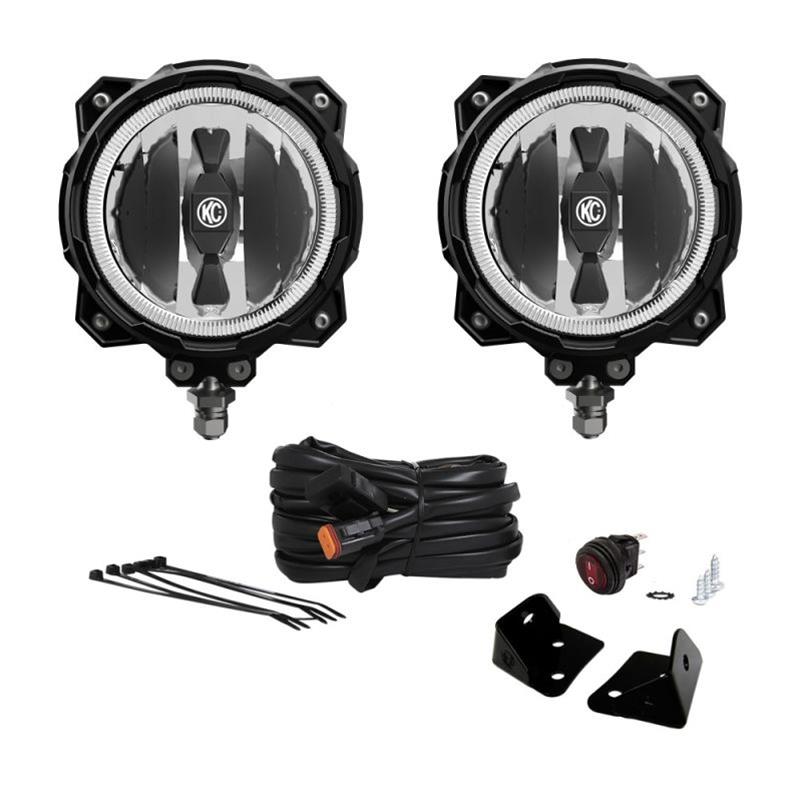 KC HiLiTES 07-18 Jeep JK 6in Pro6 Gravity LED Pillar Mount 2-Light Sys (sae/ece - 20W Driving Beam) - Mammoth Racing -