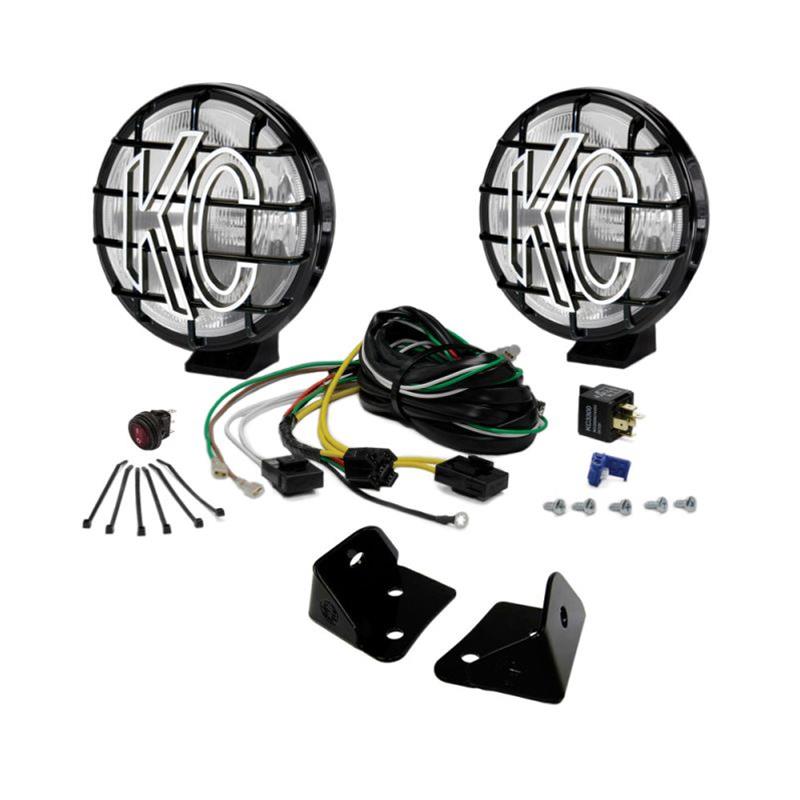 KC HiLiTES 07-18 Jeep JK 6in Apollo Pro Halogen 2-Light Sys Pillar Mount (100w Spread Beam) - Mammoth Racing -