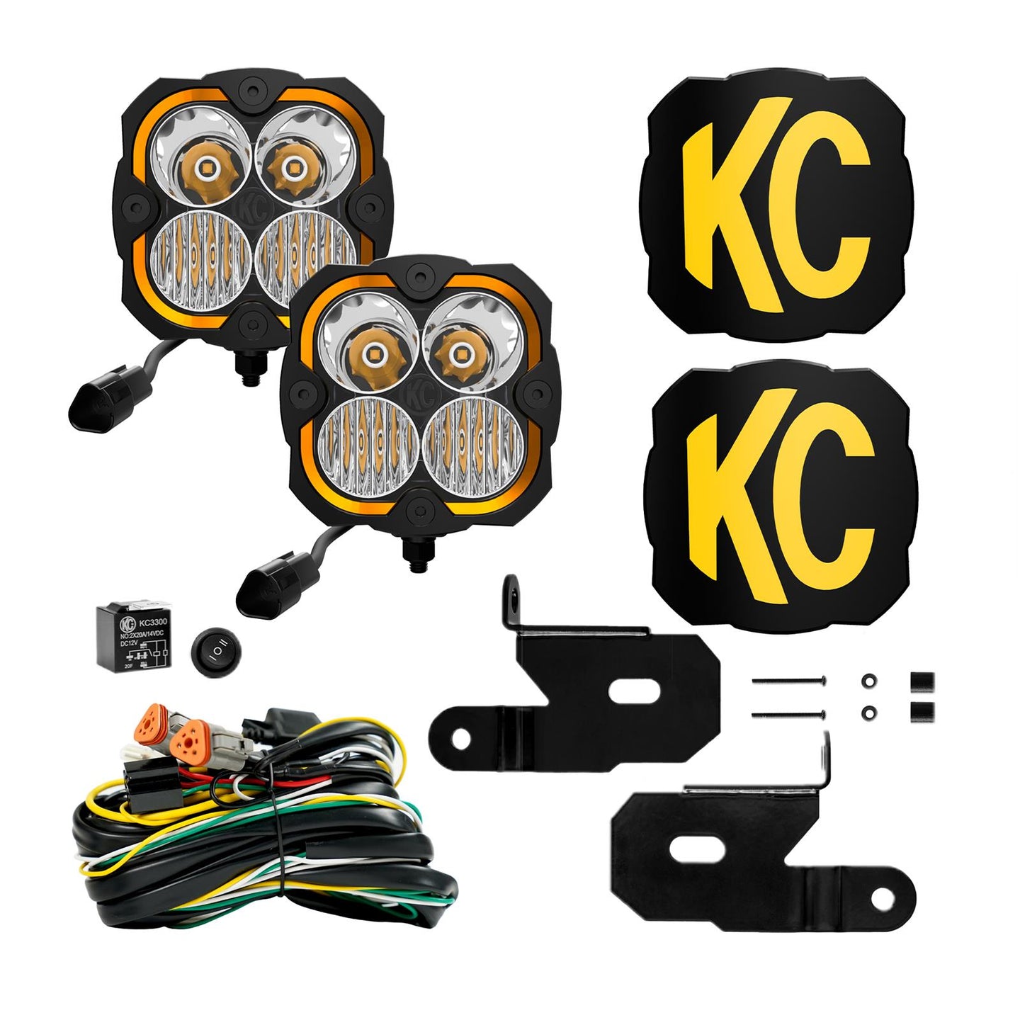 KC HiLiTES 18-23 Jeep JL/JT/4xe Flex ERA 4 2-Light Sys Pillar Mount (80w Combo Beam) - Mammoth Racing -
