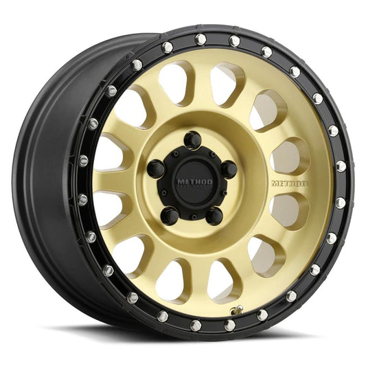 Method Mr315 20x9 / 6x135 BP / 18mm Offset / 87mm CB Gold - Black Lip Wheel - Mammoth Racing -