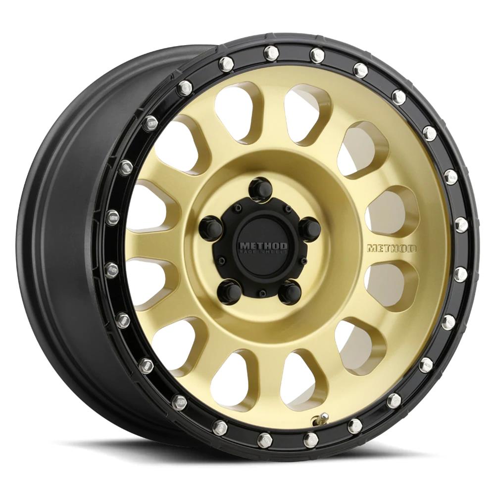 Method Mr315 20x9 / 5x5.5 BP / 18mm Offset / 108mm CB Gold - Black Lip Wheel - Mammoth Racing -