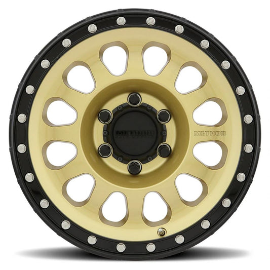 Method Mr315 20x10 / 6x135 BP / -18mm Offset / 87mm CB Gold - Black Lip Wheel