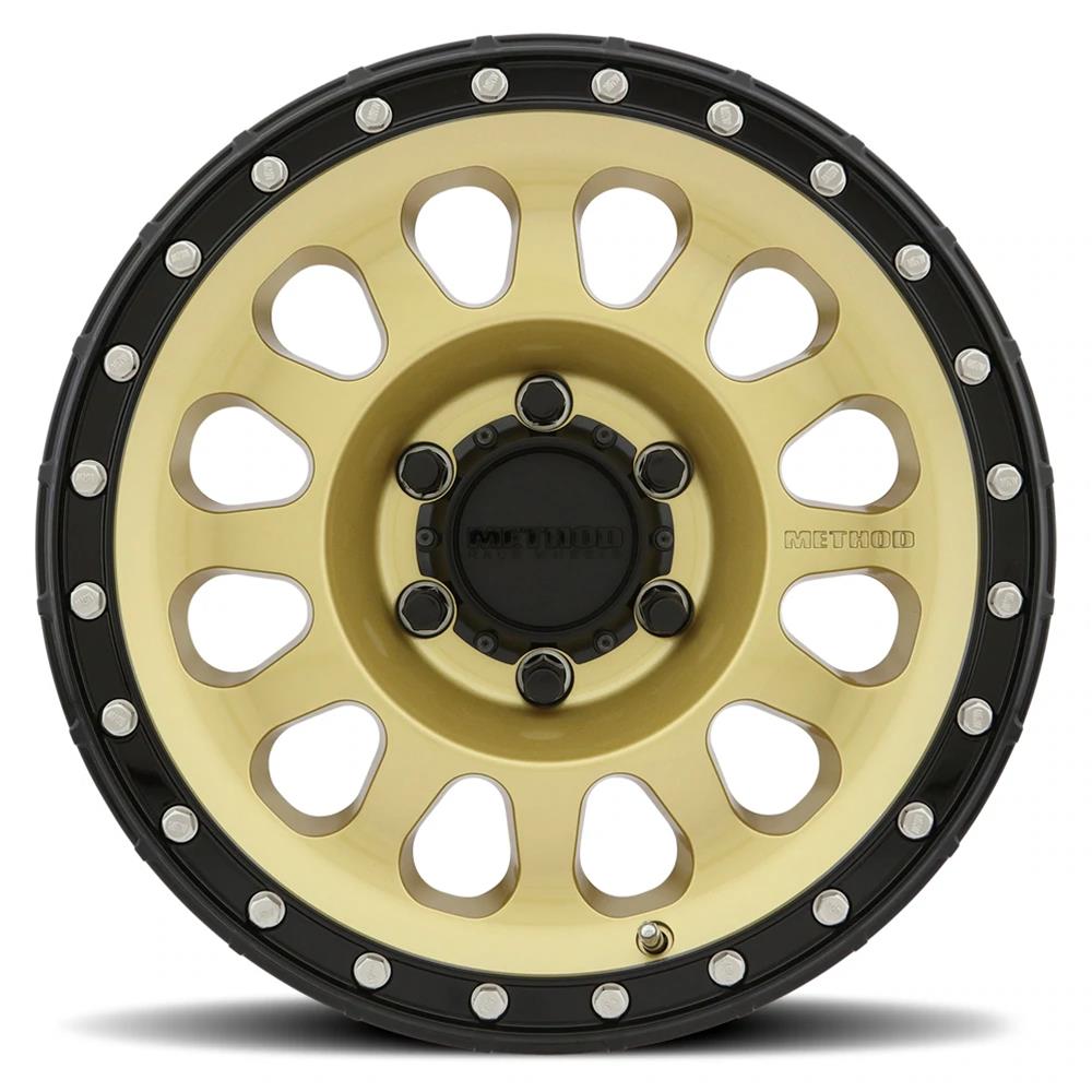 Method Mr315 20x9 / 5x5.5 BP / 18mm Offset / 108mm CB Gold - Black Lip Wheel - Mammoth Racing -