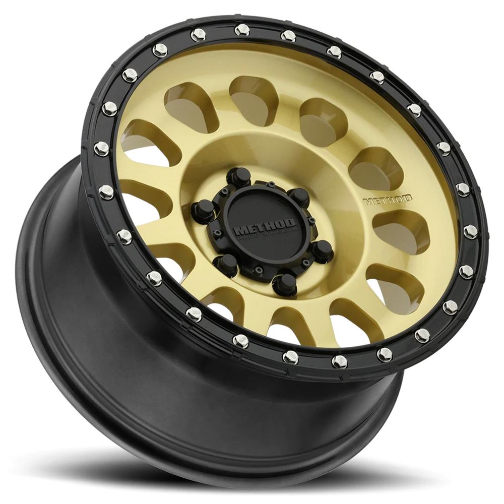 Method Mr315 20x10 / 8x6.5 BP / -18mm Offset / 130.81mm CB Gold - Black Lip Wheel - Mammoth Racing -