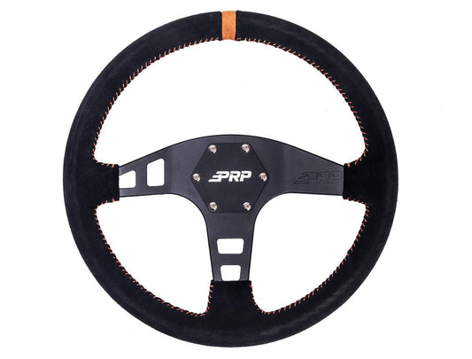 PRP Flat Suede Steering Wheel- Orange - Mammoth Racing -