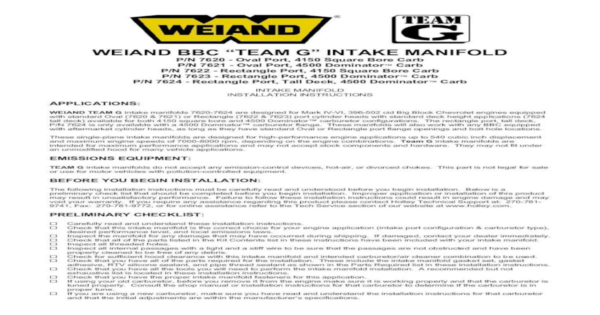 Weiand 7623 Chevy 396-502 Team G 4500 Rect - My Store