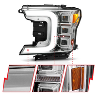 Anzo 18-20 Ford F-150 Full Led Projector Light Bar Style Headlights - Chrome Amber - Mammoth Racing -